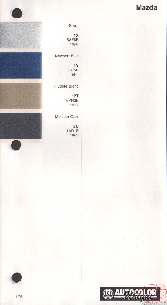 1993 - 1994 Mazda Paint Charts Autocolor